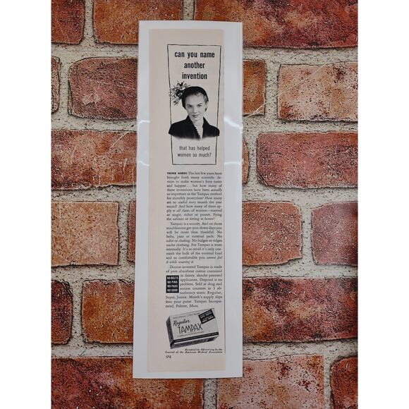 1950 Tampax "Can You Name Another Invention That Has Helped Women?" Vtg Print Ad - Picture 3 of 8